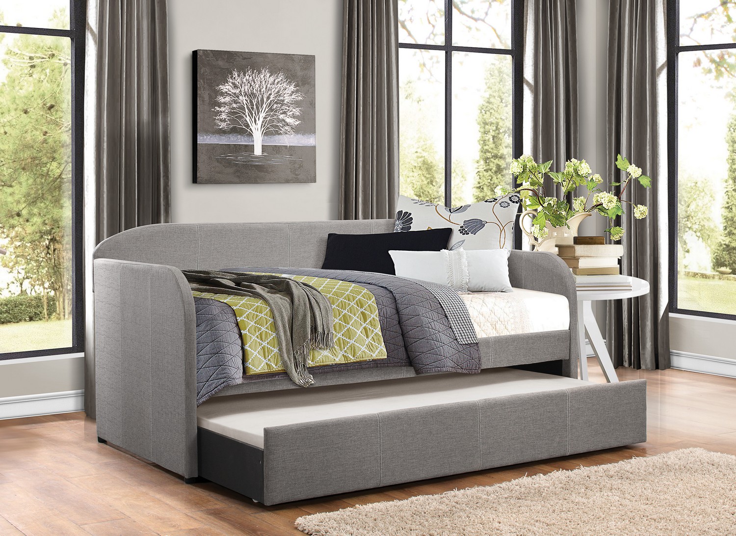 Gray Daybed with Roll out Trundle