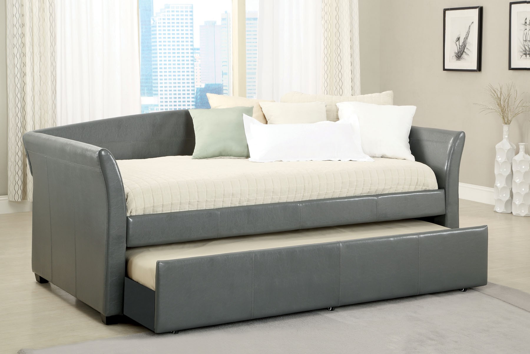Gray Contemporary Daybed with Trundle
