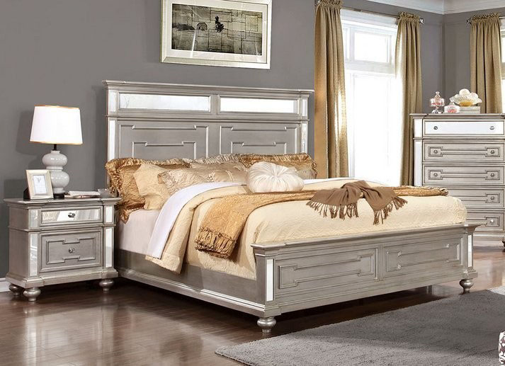 Furniture of America Silver 4 Pc Bedroom Set CM7673